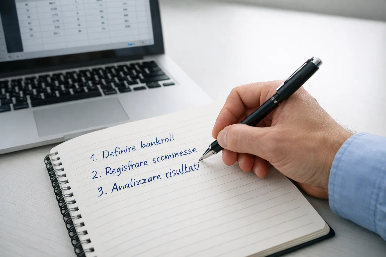 Piano d'azione scritto per migliorare strategia scommesse