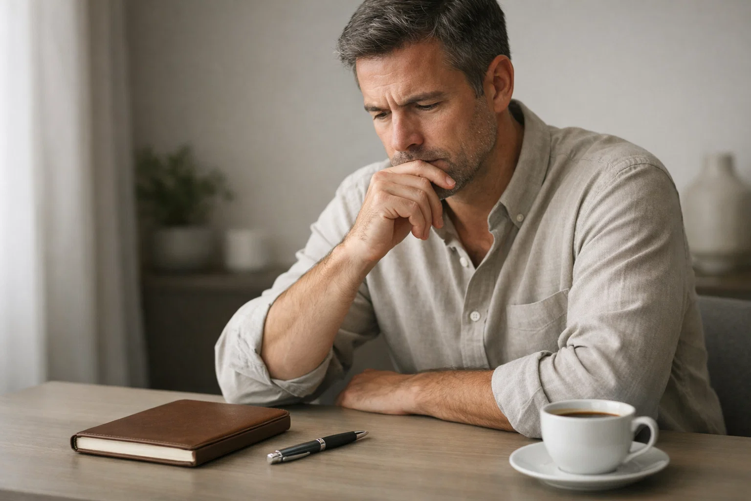 Persona che prende appunti con espressione concentrata